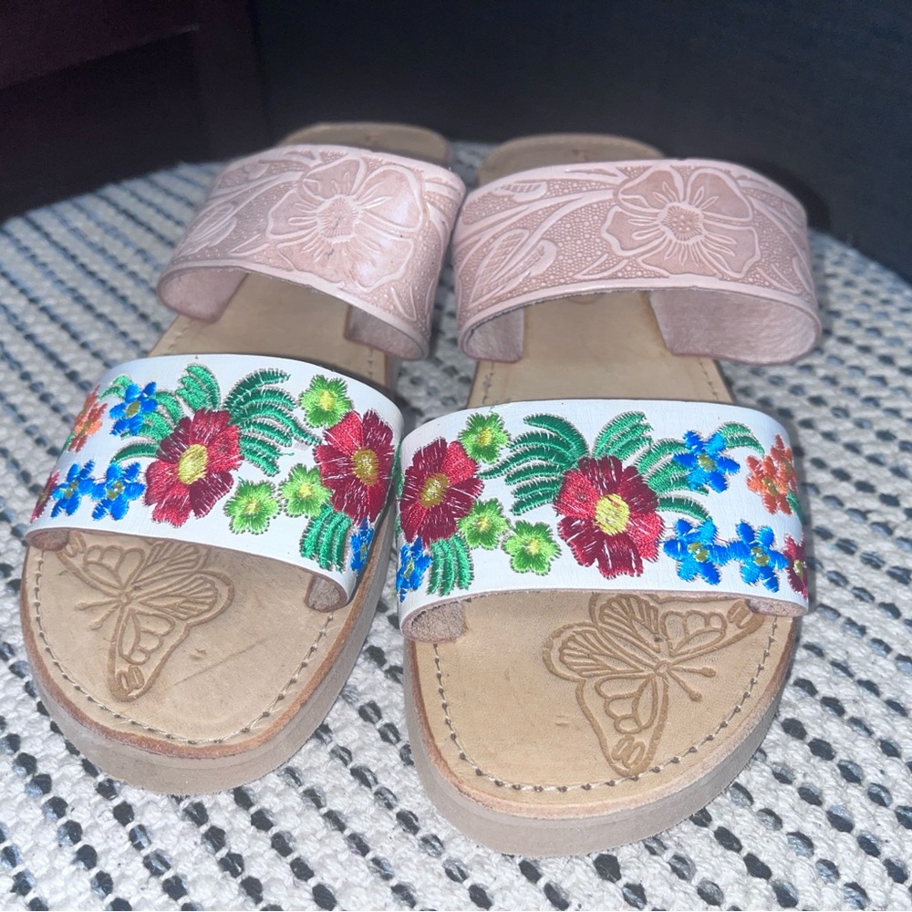 Floral Embroidered Sandals